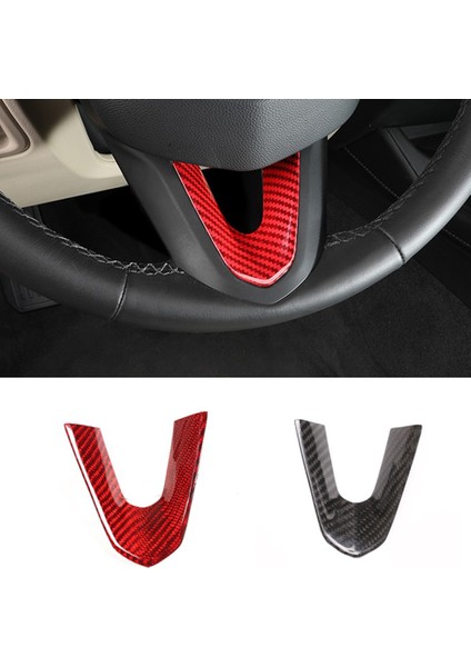 Karbon Fiber Araba Direksiyon U Şekli Dekorasyon Trim Çıkartmalar Cadillac Ct5 (Kırmızı) (Yurt Dışından)