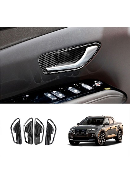 Hyundai Santa Cruz 2022+ Için Karbon Fiber Iç Kalıplar Iç Kapı Kolu Kase Paneli Dekorasyon Kapağı Döşeme 4 Adet (Yurt Dışından)