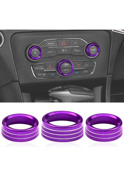 Klima Anahtarı Kapağı CD Düğme Topuzu Halka Trim Dodge Challenger Şarj Cihazı Chrysler 300 300S 2015-2020, Mor (Yurt Dışından)