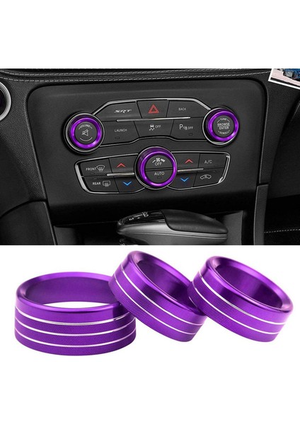 Klima Anahtarı Kapağı CD Düğme Topuzu Halka Trim Dodge Challenger Şarj Cihazı Chrysler 300 300S 2015-2020, Mor (Yurt Dışından)