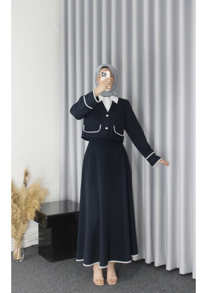 Shine Tesettür Ceketli Etekli Crop Takım indirimleri