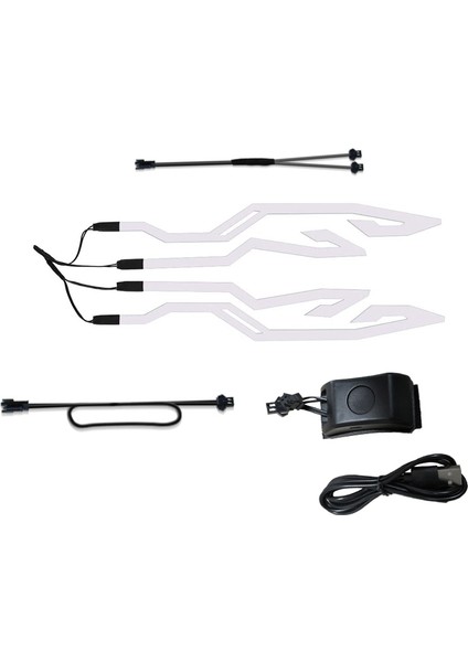4-In-1 Motosiklet Kaskı Gece Sürme Soğuk Işık Sinyali Yanıp Sönen Şerit LED Işıklı Etiket Şerit USB Şarj Cihazı (Buz Mavisi) (Yurt Dışından)
