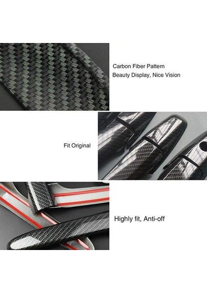 Honda Civic 2006-2011 ve Pilot 2009-2015 Için Dış Kapı Kolu Kapak Seti Karbon Fiber Stil Dış Dekorasyon (Yurt Dışından)