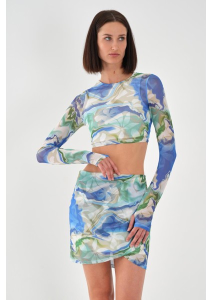 Tül Detaylı Crop TAKIM(A23-10147)