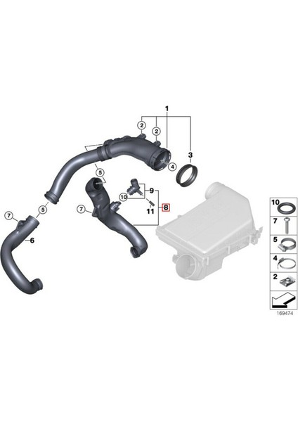 13717571348 Motor Hava Giriş Hortumu Borusu Bmw 740I 740LI X6 35IX Için Uygun (Yurt Dışından)