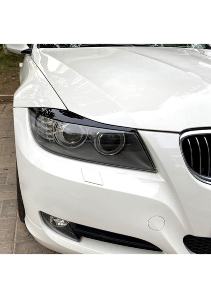 Araba Parlak Siyah Farlar Kaşları Göz Kapakları Kapak Kirpik Başkanı Işık Çıkartmaları Bmw 3 Serisi Için E90 E91 320I 330I 05-12 (Yurt Dışından)