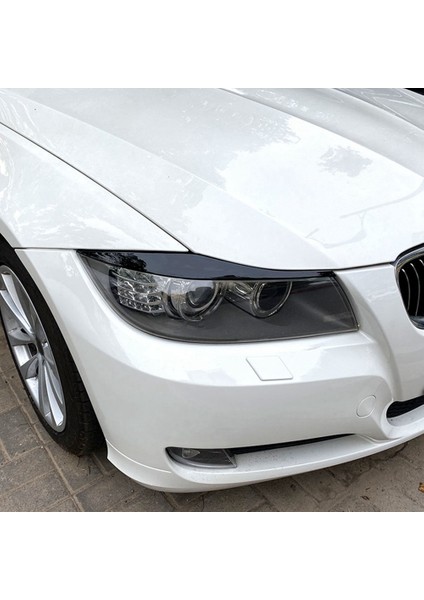 Araba Parlak Siyah Farlar Kaşları Göz Kapakları Kapak Kirpik Başkanı Işık Çıkartmaları Bmw 3 Serisi Için E90 E91 320I 330I 05-12 (Yurt Dışından)