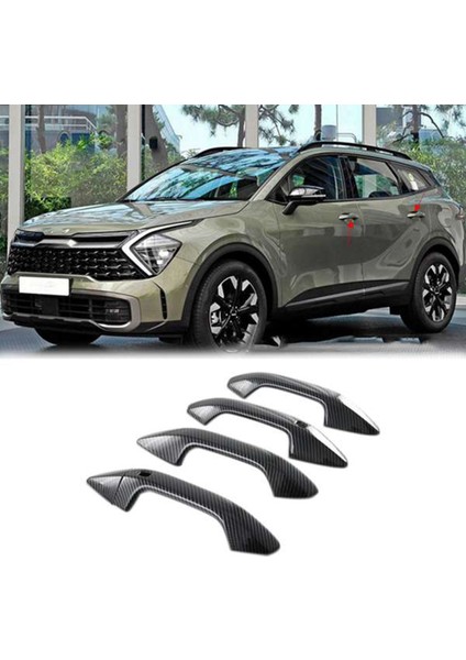 Kia Sportage Nq5 2021 2022 Için Akıllı Anahtar Deliği ile Karbon Fiber Araba Kapı Kolu Kase Kapağı Trim Sticker Aksesuarları (Yurt Dışından)