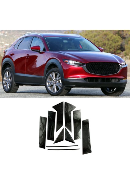 Araba Siyah Paslanmaz Çelik Pencere Döşeme Orta Direk Kapağı Döşeme Mazda CX30 2020 2021 (Yurt Dışından)