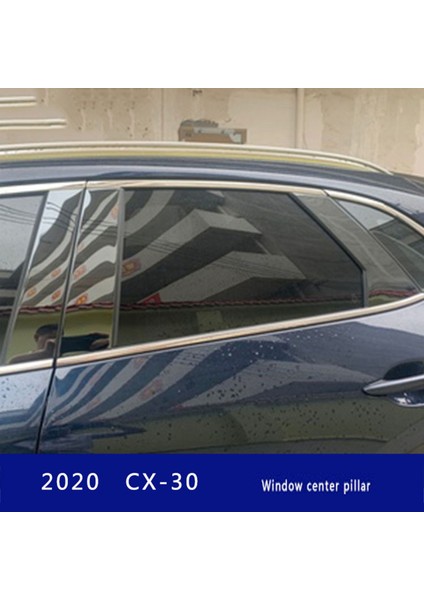 Araba Siyah Paslanmaz Çelik Pencere Döşeme Orta Direk Kapağı Döşeme Mazda CX30 2020 2021 (Yurt Dışından)