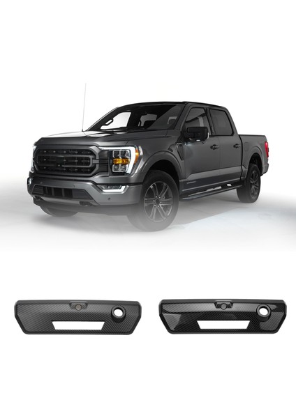 Bagaj Kapağı Kapı Kulp Kılıfı Trim Dekor Çerçeve Çerçeve Etiket Trim Ford F150 2021 Araba Aksesuarları Mat Karbon (Yurt Dışından)