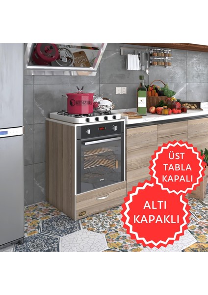 Kenzlife ankastre modülü kabini flor crd kapaklı fırın ocak dolabı sabit tabla