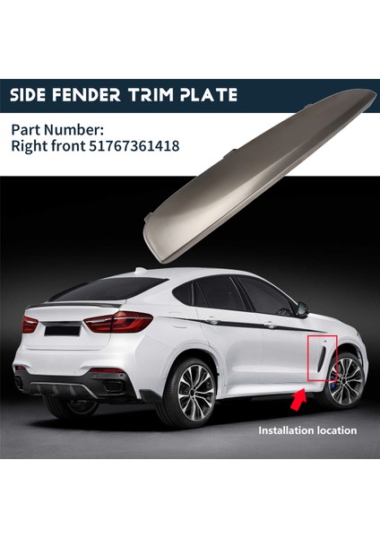 Bmw X6 F16 2015-2019 35I 35IX 5ix 50IX Ön Çamurluk Havalandırma Dekor Şeridi 51767361418 R Için Araba Hava Kanalı Yan Panel Döşemesi (Yurt Dışından) fırsatları