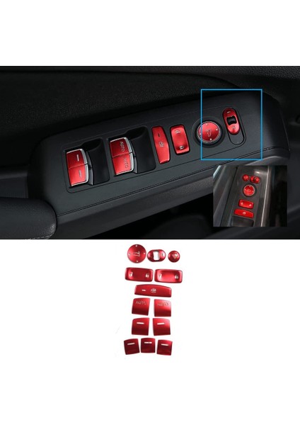 13 Adet Kırmızı Pencere Camı Kaldırma Anahtarı Düğme Kapağı Trim Etiket Honda Civic 11TH Gen 2022 Için (Yurt Dışından)