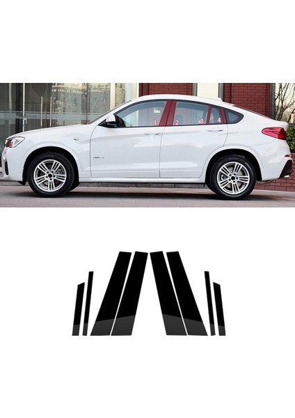 Bmw-X4 2013-2018 Araba Kapı Pencere Bc Sütun Mesajları Kapak Şerit Paneli Trim Pc Siyah 8 Paket (Yurt Dışından)