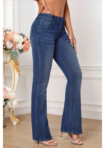 Cedy Denım Yüksek Kalite Kadın 5 Cep Düşük Bel Ispanyol Paça Skinnyfit Esnek Jean Pantolon C619 indirimleri