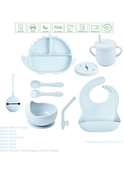 Dinazor Figürlü Vakumlu Silikon Beslenme Seti / Buzmavisi