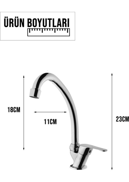 Aç-Kapa Tek Su Girişli Lavabo Mutfak Bataryası Tekli Mix