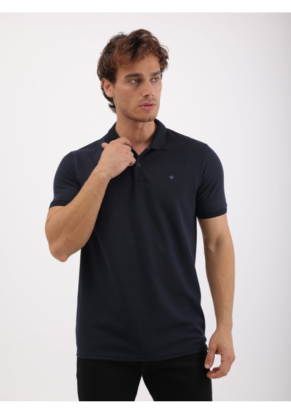 Erkek Regular Fit Polo Yaka Waffle Basic Tişört