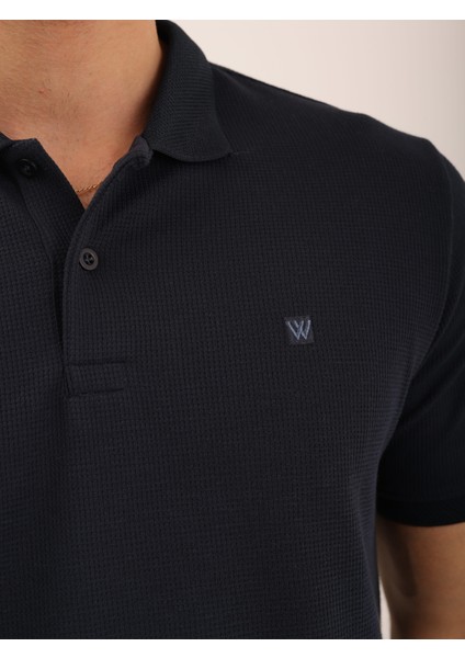 Erkek Regular Fit Polo Yaka Waffle Basic Tişört indirimleri