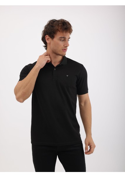 Erkek Regular Fit Polo Yaka Waffle Basic Tişört