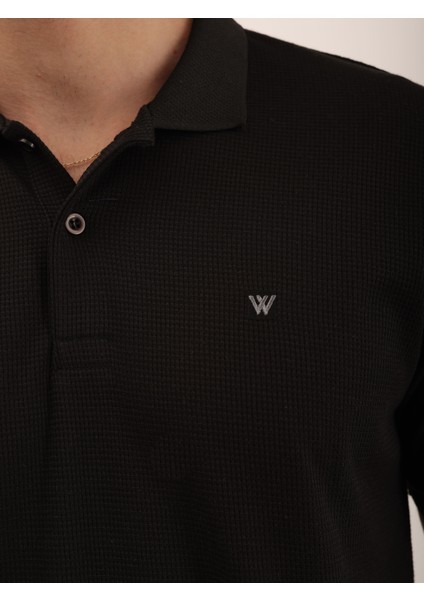 Erkek Regular Fit Polo Yaka Waffle Basic Tişört