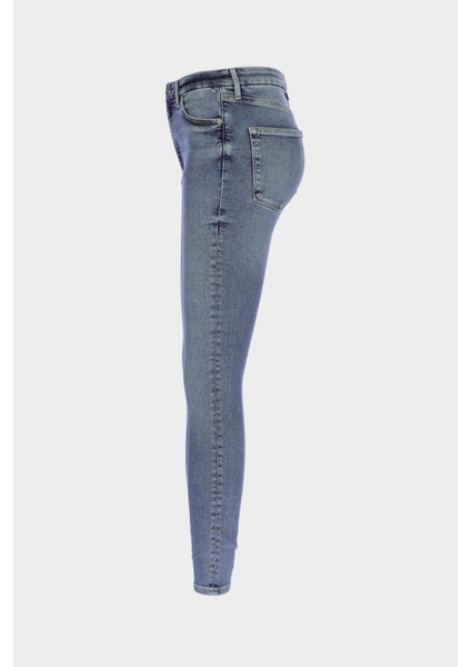 Judy Açık Mavi Yüksek Bel Patı Fermuarlı Skinny Jean Pantolon C 4521-266 fırsatları