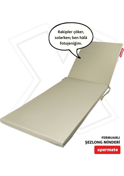 Fermuarlı Şezlong Minderi Su İtici Kumaş Katlanır Şezlong Minderi Katlanabilir Plaj Minderi 60X180X5