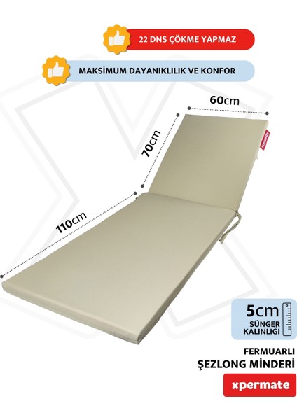 Fermuarlı Şezlong Minderi Su İtici Kumaş Katlanır Şezlong Minderi Katlanabilir Plaj Minderi 60X180X5