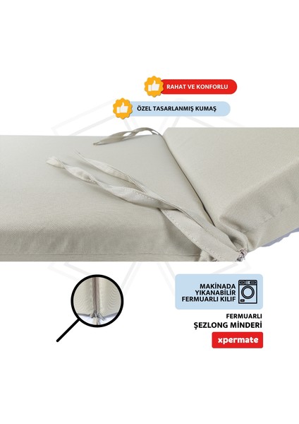 Fermuarlı Şezlong Minderi Su İtici Kumaş Katlanır Şezlong Minderi Katlanabilir Plaj Minderi 60X180X5