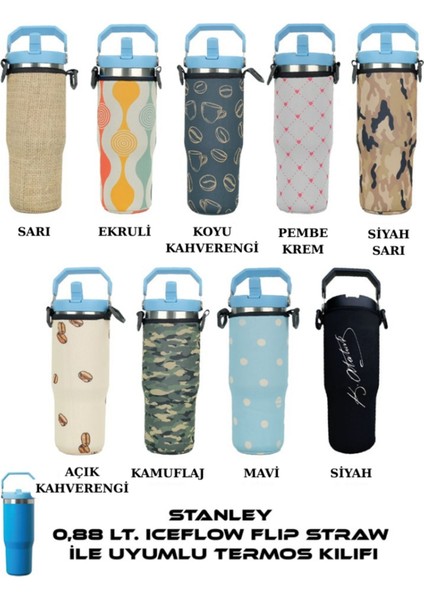 Iceflow Flip Straw 0.88 Lt. ile Uyumlu Omuz Askılı Termos Kılıfı modelleri