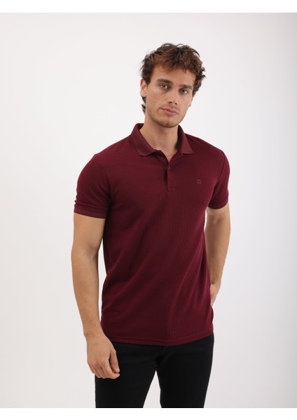 Erkek Regular Fit Polo Yaka Waffle Basic Tişört