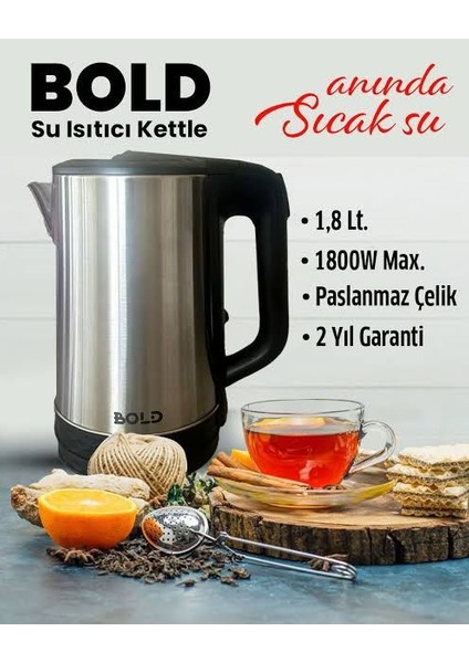 1.8lt Çelik Su Isıtıcı 1800W