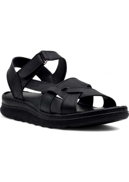 Mr White Yan Atkılı Hakiki Deri Kadın Sandalet Siyah modelleri