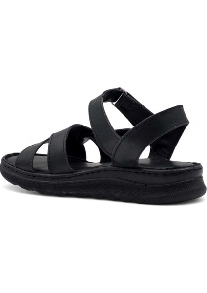 Mr White Yan Atkılı Hakiki Deri Kadın Sandalet Siyah fırsatları