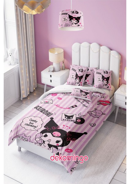 Büyük Çizgili Kuromi Bebek ve Çocuk Odası Nevresim Takımı ( Çarşafsız )