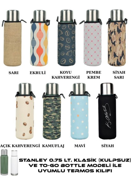 Klasik Kulpsuz 0.75 Lt. ile Uyumlu Omuz Askılı Termos Kılıfı modelleri