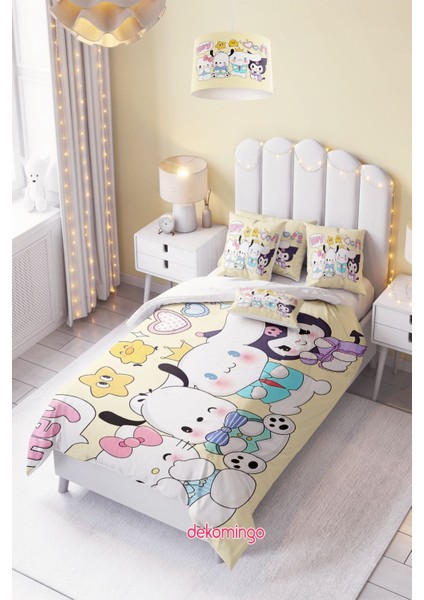 Sarı Yatay Sanrio Desenli Bebek ve Çocuk Odası Nevresim Takımı ( Çarşafsız )