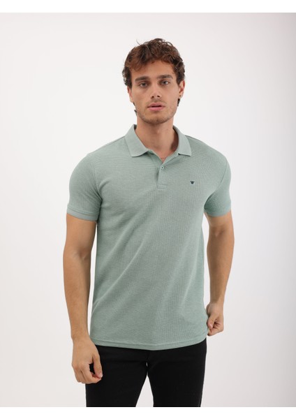 Erkek Regular Fit Polo Yaka Waffle Basic Tişört