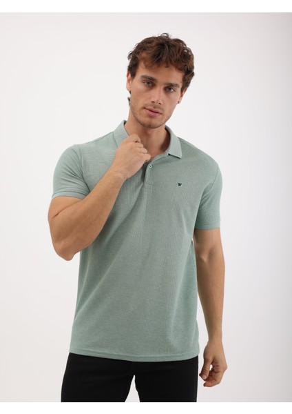 Erkek Regular Fit Polo Yaka Waffle Basic Tişört indirimleri