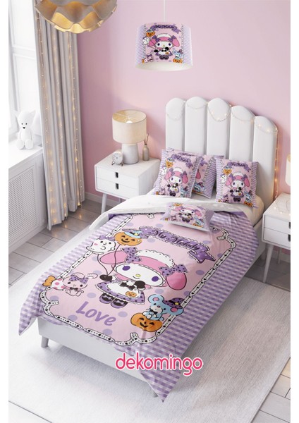 Lila My Melody Kareli Bebek ve Çoduk Odası Nevresim Takım ( Çarşafsız )