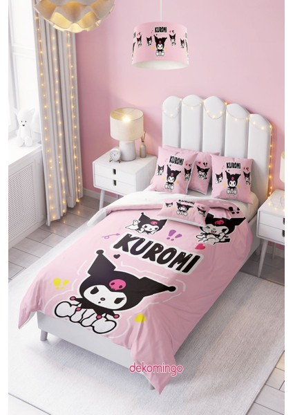 Kuromi Üçlü Pembe Desenli Bebek ve Çocuk Odası Nevresim Takımı ( Çarşafsız )
