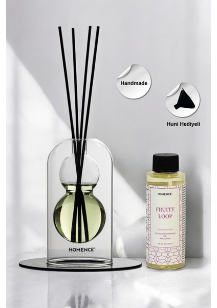 Fruity Loop Meyveli Bambu Çubuklu Oda Kokusu Dekoratif Şişeli 100 ml Refill