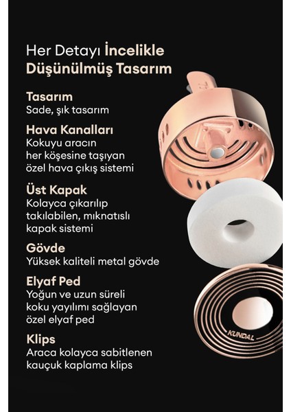 Klipsli Araba Kokusu Rose Gold (Soft Soap) Kundal Vent-Clip Car Diffuser Rose Gold