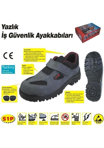 414 Yazlık S1 40 No Çelik Burunlu Ayakkabı