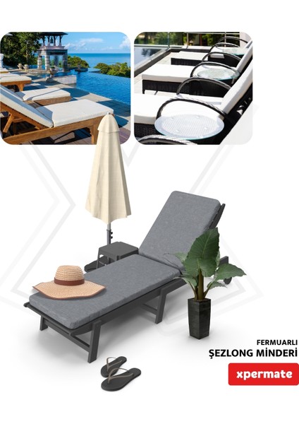 Ultra Kalın Şezlong Minderi Fermuarlı Su İtici Kumaş Katlanır Şezlong Minderi Katlanabilir Plaj Minderi 60x180x7 indirimleri