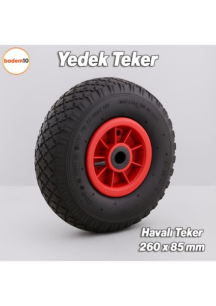 Plastik Jantlı Siboplu 260X85 mm El Arabası Tekeri Burçlu Iç Lastikli Şişme Havalı Taşıma Arabaları