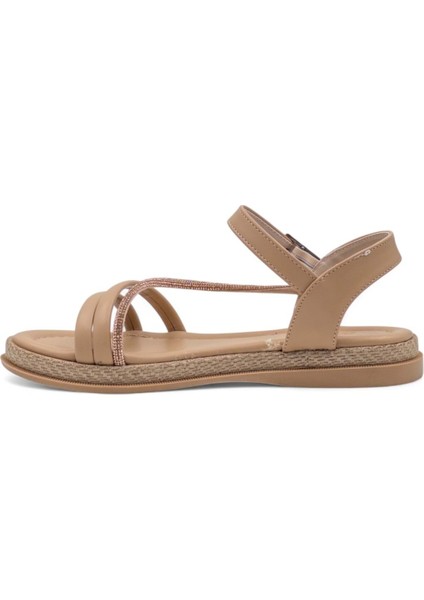 Yan Atkılı Taşlı Kadın Sandalet Vizon fiyatları
