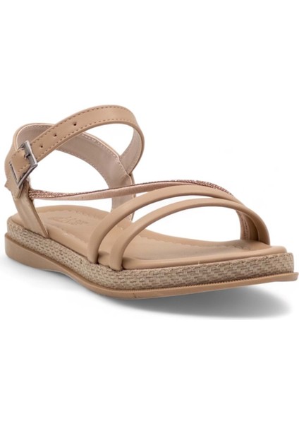 Yan Atkılı Taşlı Kadın Sandalet Vizon modelleri