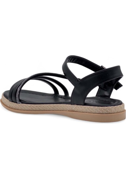 Yan Atkılı Taşlı Kadın Sandalet Siyah fırsatları